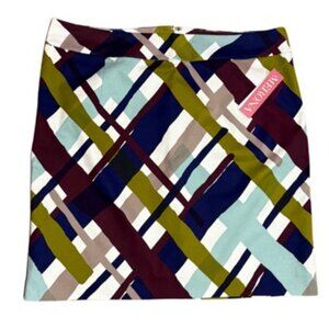 🆕 Merona Plaid Stretch Pencil Skirt Multicolor Women's 16